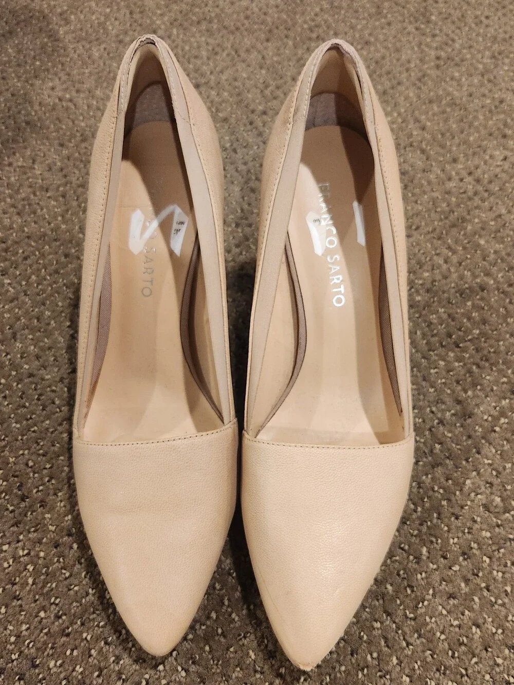 Franco Sarto Beige Pointed-Toe Flats